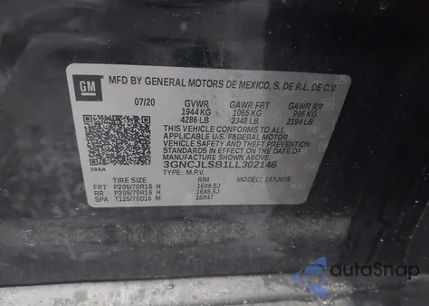 2020 Chevrolet Trax Fwd Lt from USA, damaged, VIN 3GNCJLSB1LL302146